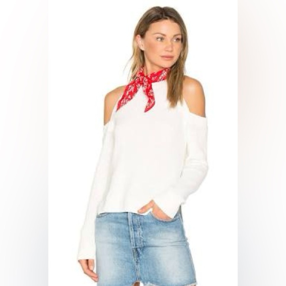 Rag & Bone Jean Womens Super Soft Dana Cold Shoulder Knit Sweater XS White